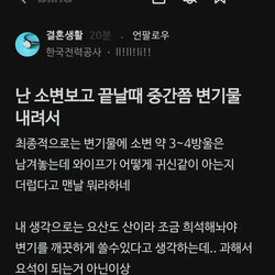 블라) 변기물에 소변 3-4방울 남겨 놓는다는 감전인
