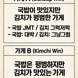 존맛 국밥 평범한 김치 vs 평범한 국밥 존맛 김치 어디감?