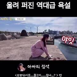 포구에서 수영하는 사람한테 쌍욕박는 어부