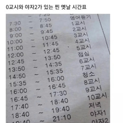 펌)요즘 애들은 안 믿는 옛날 고등학교 시간표