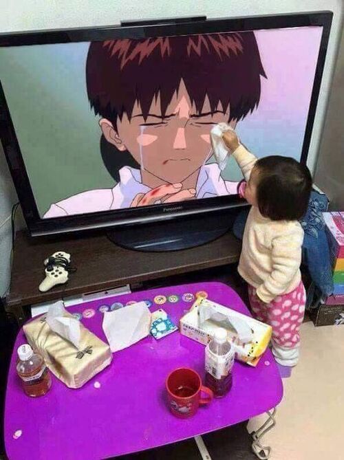 눈물 닦아주는 아이 순수 TV 휴지 울지마