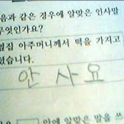 초딩 초등학교 안사요 옆집 아주머니께서 떡을 가지고 오셨습니다 황당 시험 답변 시험지 잼민이